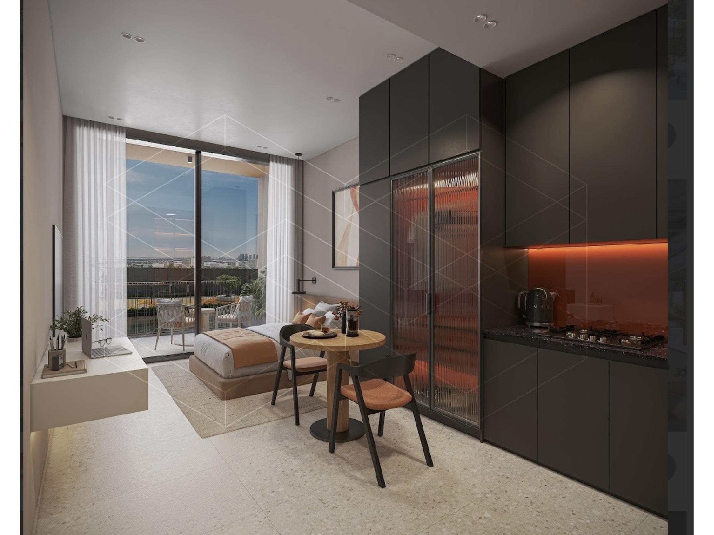 Bright studio residence with private balcony and SMEG kitchen